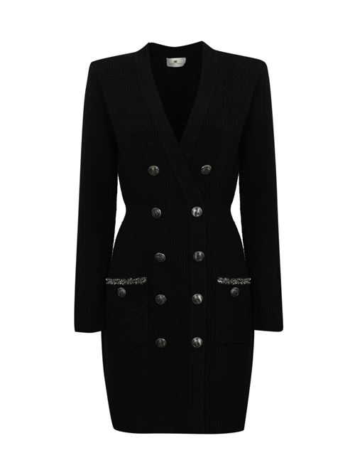 Abito robe manteau in lana boucle' nero Elisabetta Franchi | AM27S47E2110